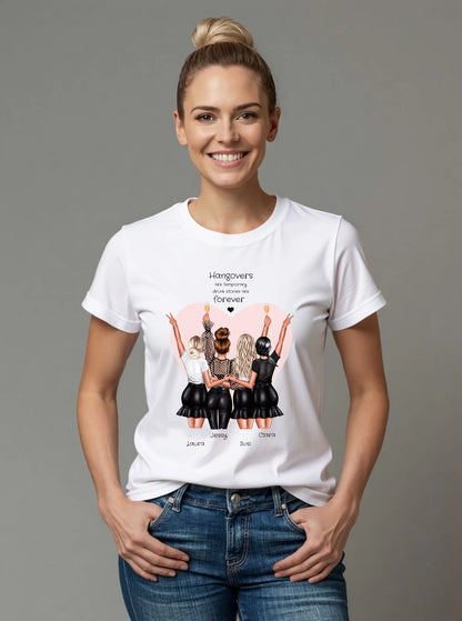 4 beste Freundinnen T-Shirt personalisiert - Geschenk Idee