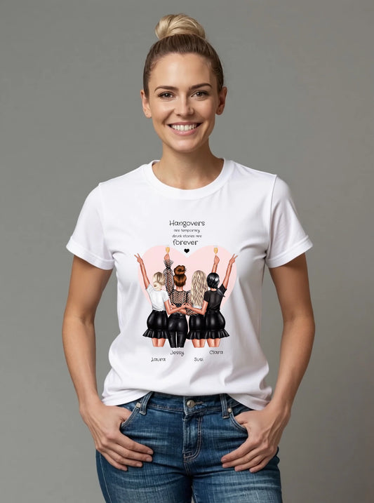 4 beste Freundinnen T-Shirt personalisiert - Geschenk Idee