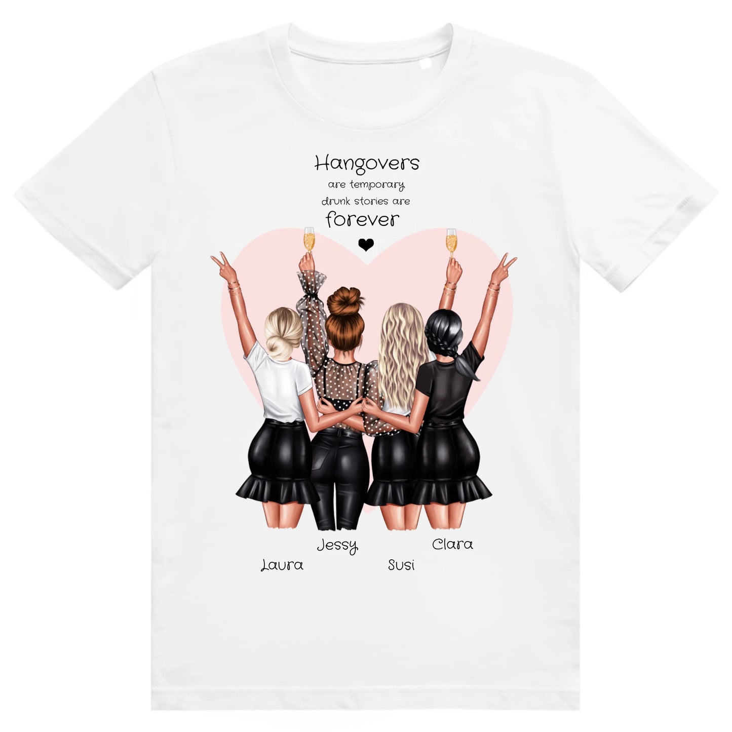 4 beste Freundinnen T-Shirt personalisiert - Geschenk Idee Unisex T-shirt White