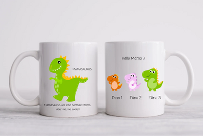Personalisierte Tasse Mamasaurus - Muttertags- und Vatertagsgeschenk und zum Geburtstag