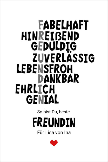 "Beste Freundin" Definition Poster | Zeitraum-Kunstdruck