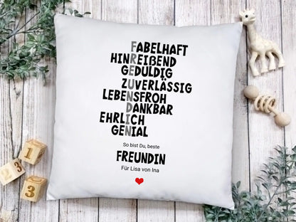 "Beste Freundin" Definition | Personalisiertes Kissen Geburtstagsgeschenk | von Zeitraum-Kunstdruck
