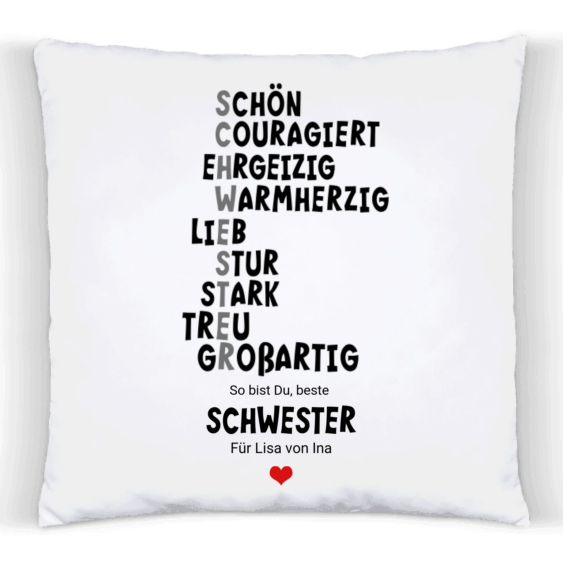 "Definition Schwester" personalisiertes Geschenk Schwester | Geburtstagsgeschenk | Zeitraum-Kunstdrucke Premium Kissen (Plüschoberfläche) Premium Kissen