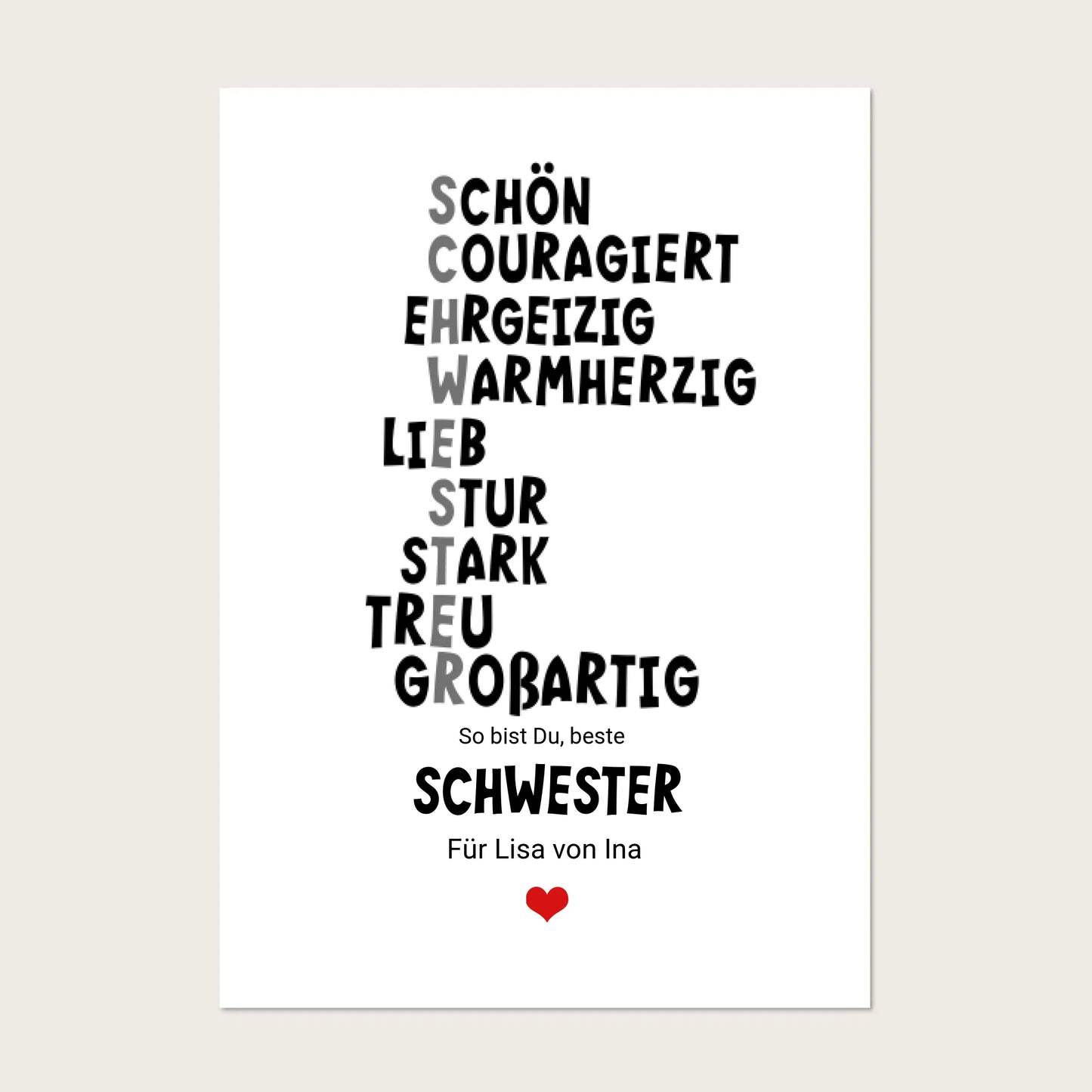 "Definition Schwester" personalisiertes Poster Geschenk Schwester | Bild Geburtstagsgeschenk | Zeitraum-Kunstdrucke