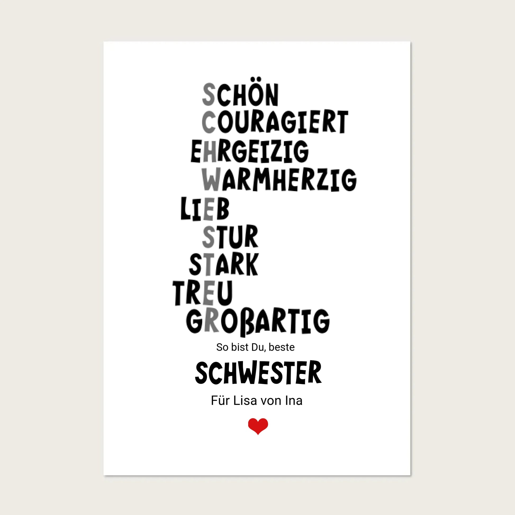"Definition Schwester" personalisiertes Poster Geschenk Schwester | Bild Geburtstagsgeschenk | Zeitraum-Kunstdrucke