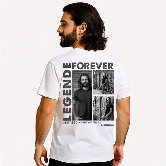 LEGENDE T-Shirt mit Foto personalisiert für Frauen und Männer in weiss - Geschenk Idee