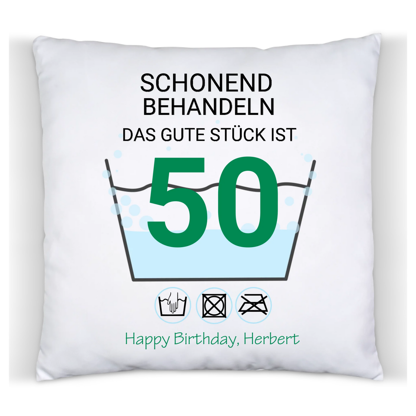 50. Geburtstag Geschenk Kissen personalisiert | Schonend Behandeln | Das gute Stück ist 50 Jahre | Geschenk Frau Mann Geburtstagsgeschenk Kissen Baumwolle Baumwollkissen
