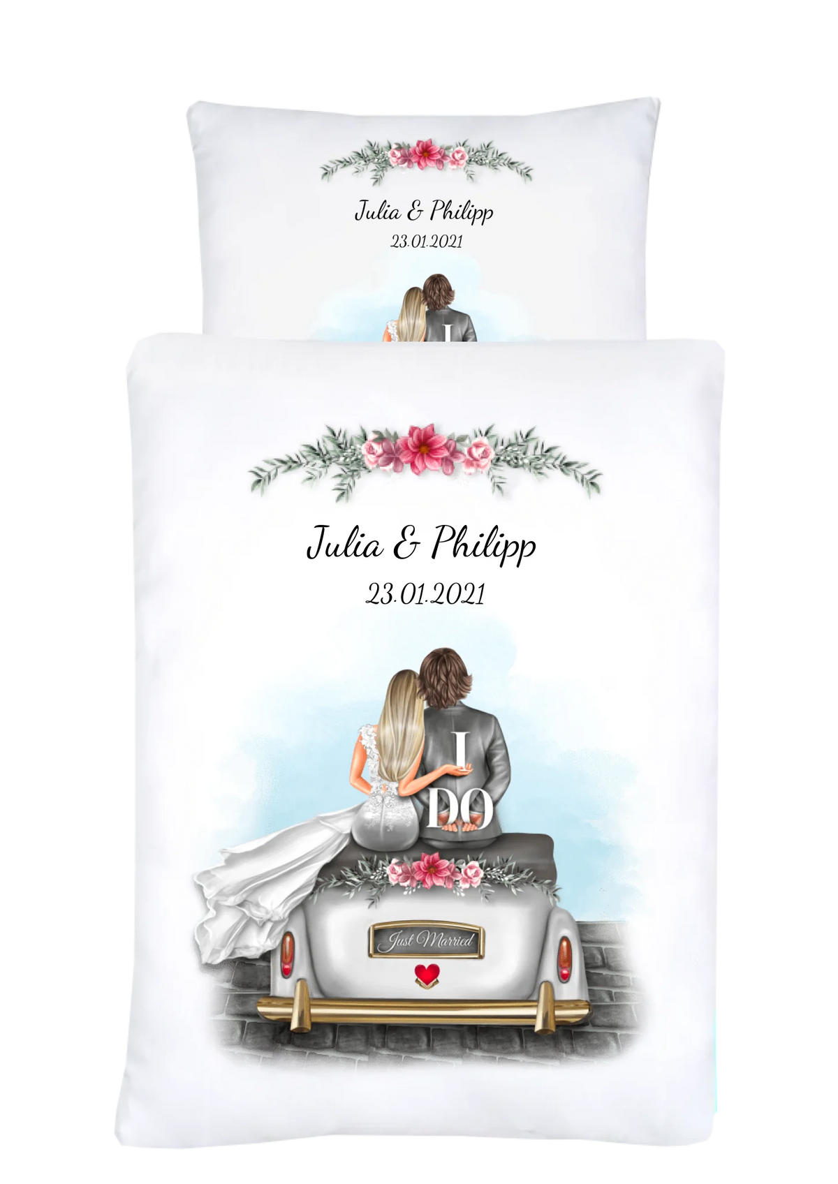 Personalisierte Bettwäsche Pärchen – Hochzeitsgeschenk & Partnergeschenk mit Namen – BesteFreundeGeschenke
