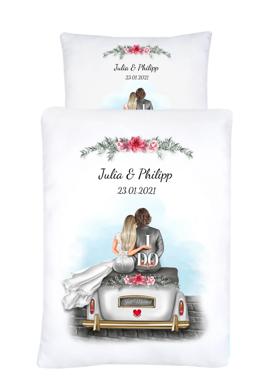 Personalisiertes Geschenk Hochzeit Bettwäsche für Verliebte, Paare, Partnergeschenk