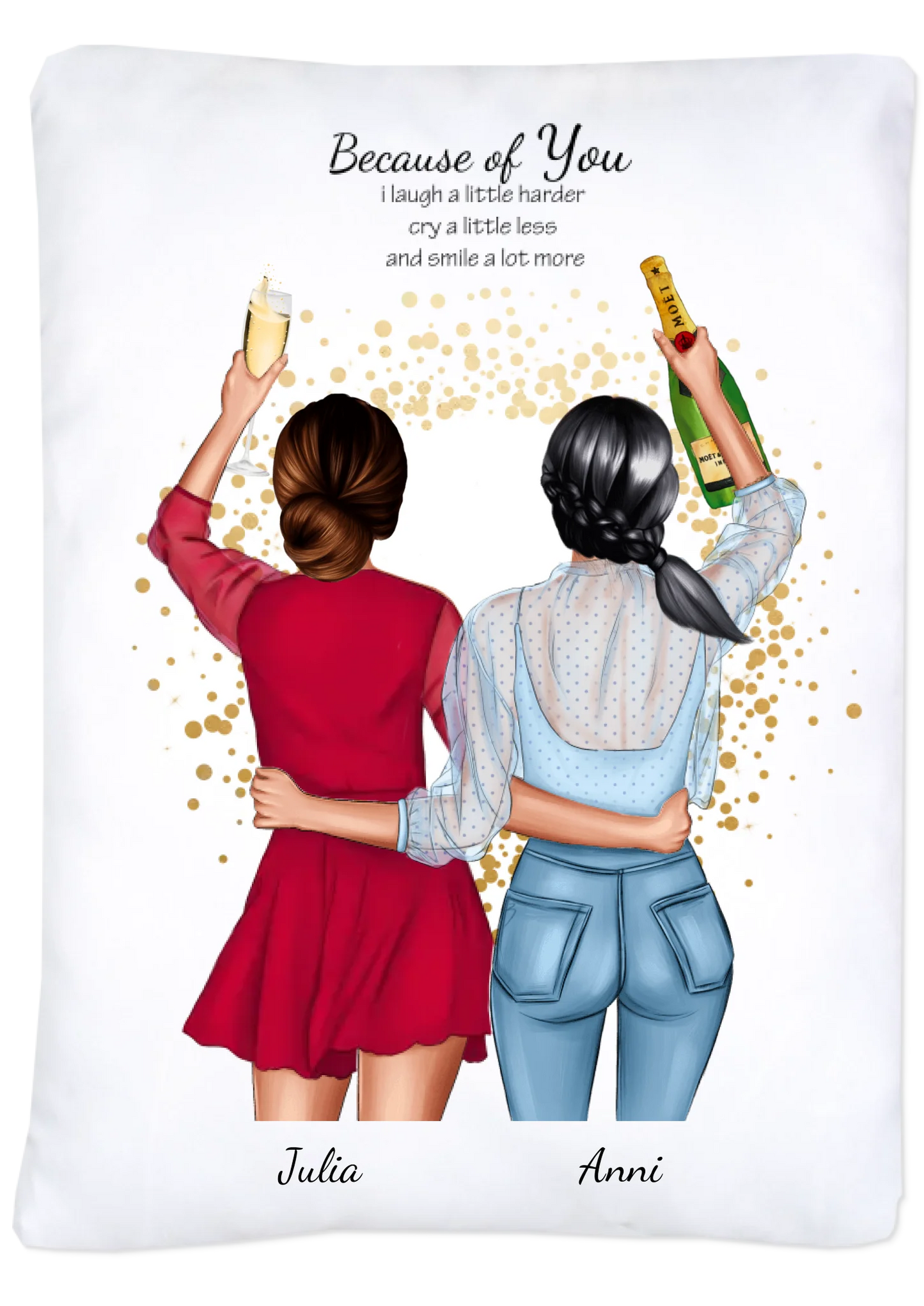 Personalisierte Bettwäsche für Pärchen, beste Freundinnen - Beste Freunde Geschenk als Geburtstagsgeschenk & Weihnachtsgeschenk