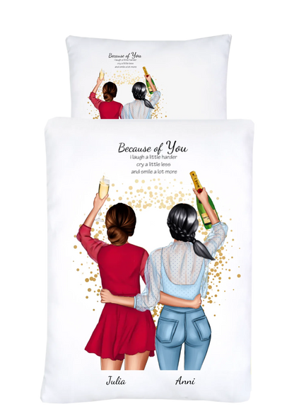 Personalisierte Bettwäsche für Pärchen, beste Freundinnen - Beste Freunde Geschenk als Geburtstagsgeschenk & Weihnachtsgeschenk