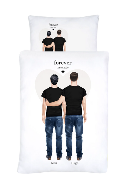 Partnergeschenk beste Freunde Geschenk personalisiert - 2 Männer Bettwäsche Freundschaft & Valentinstag Geschenk, Geburtstagsgeschenk & Weihnachtsgeschenk
