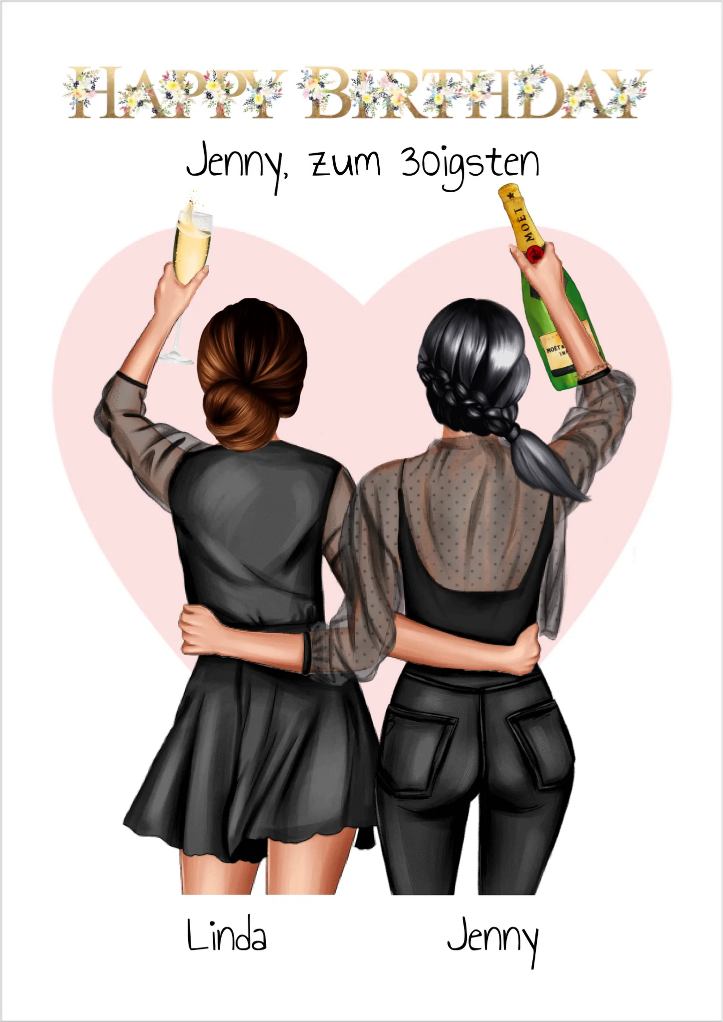 30. Geburtstag beste Freundin - Bild & Poster Geschenk personalisiert - Idee 18, 20, 25, 30, 35 Geburtstag