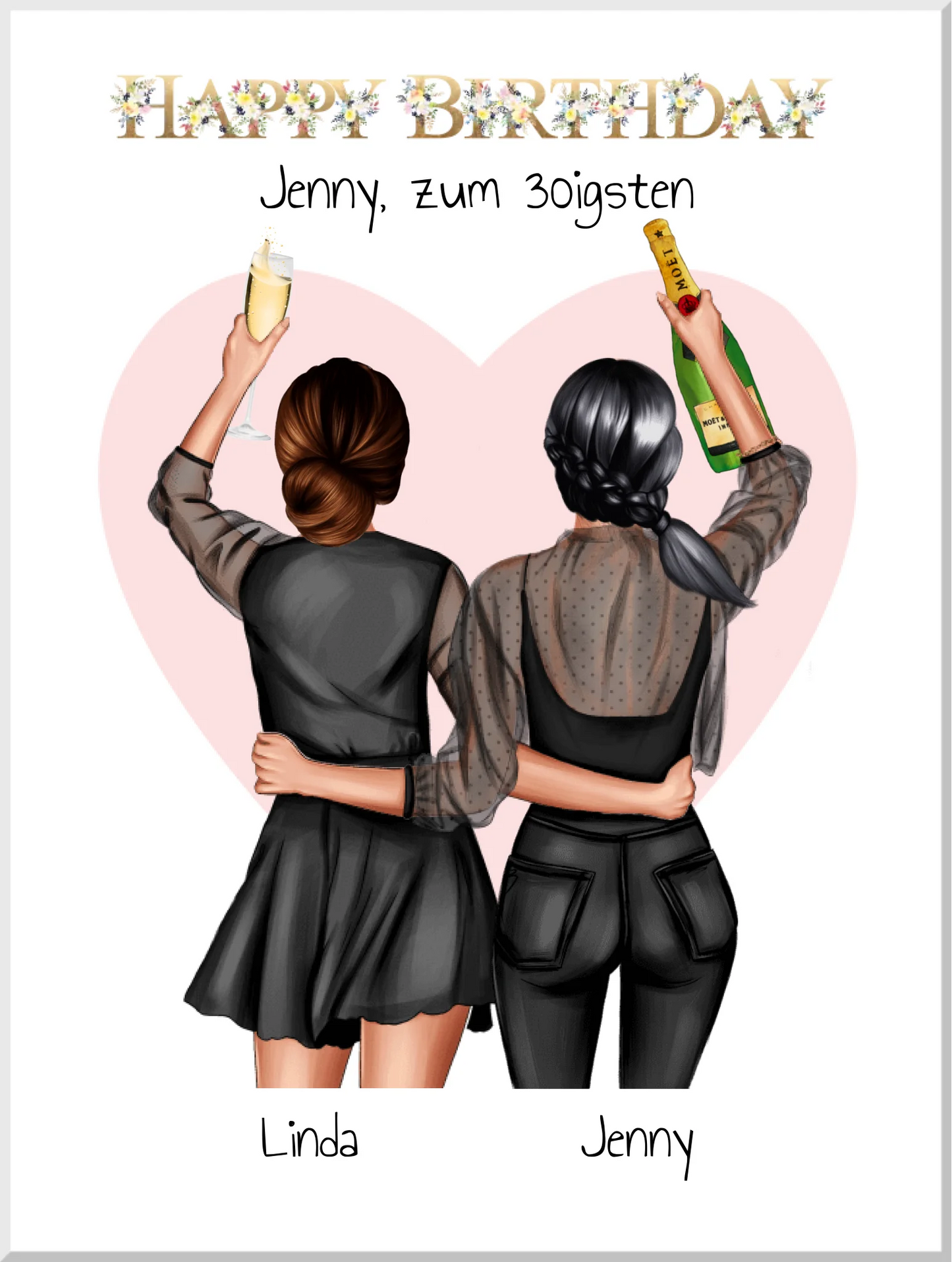 30. Geburtstag beste Freundin - Bild & Poster Geschenk personalisiert - Idee 18, 20, 25, 30, 35 Geburtstag