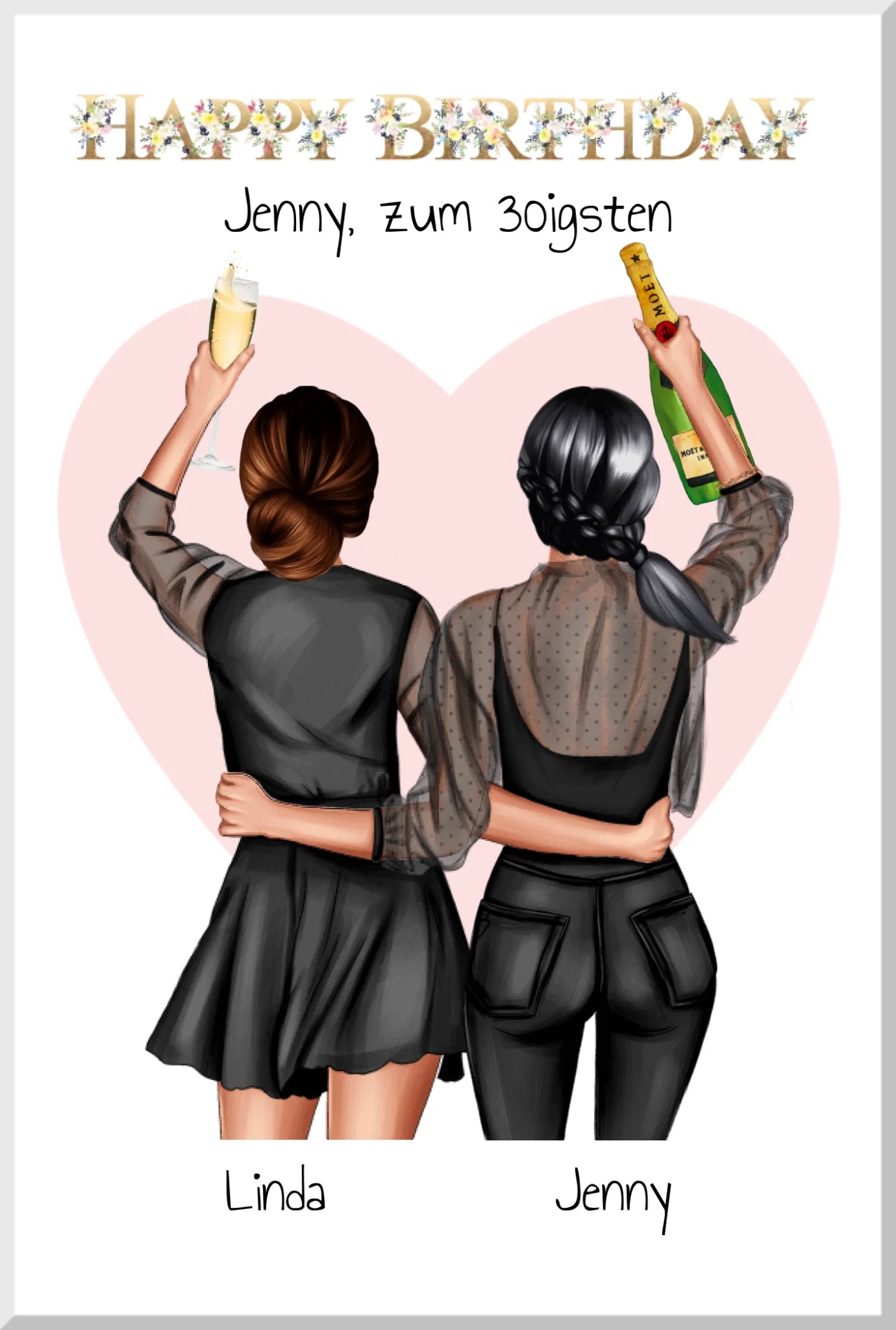 30. Geburtstag beste Freundin - Bild & Poster Geschenk personalisiert - Idee 18, 20, 25, 30, 35 Geburtstag