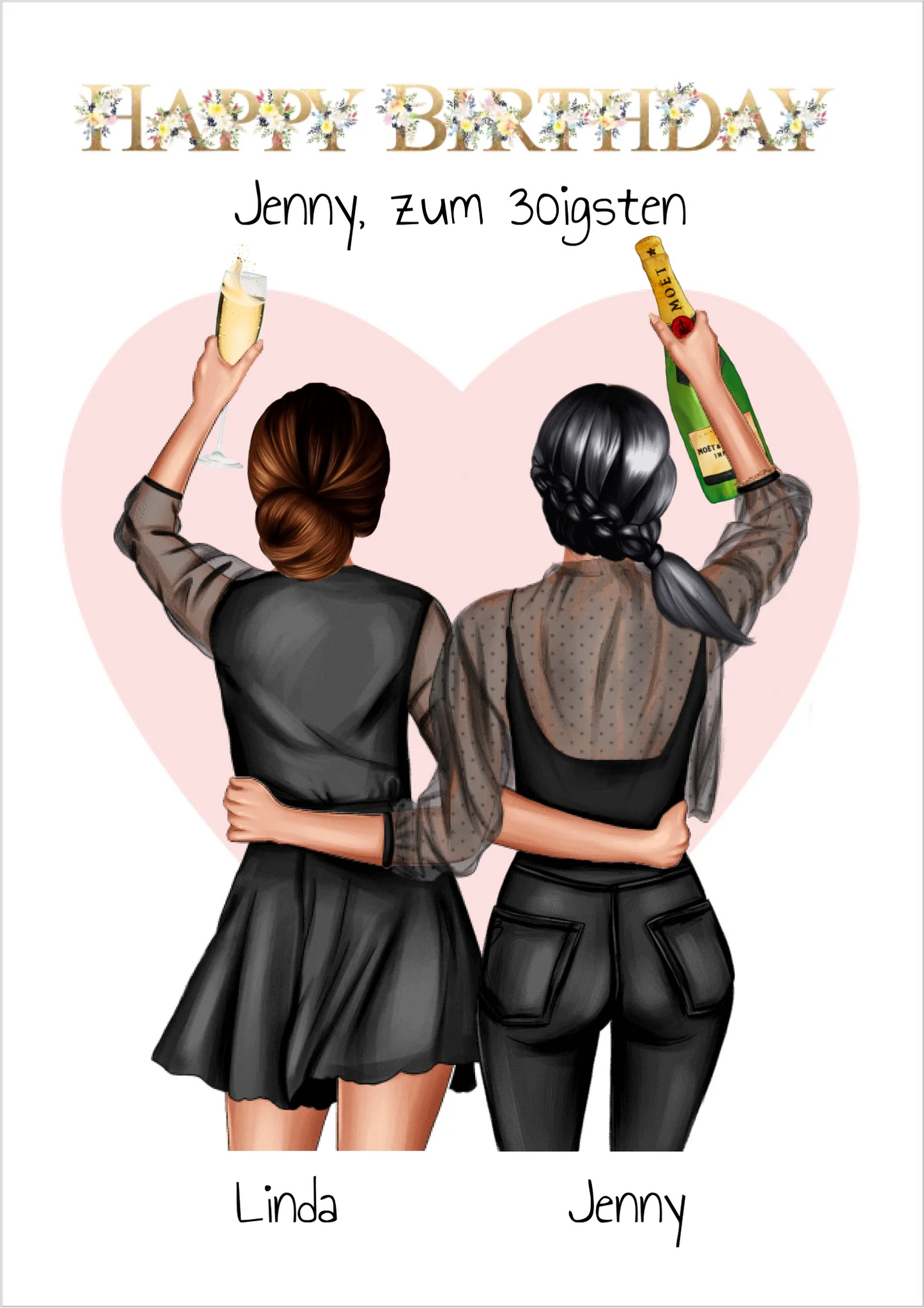 30. Geburtstag beste Freundin - Bild & Poster Geschenk personalisiert - Idee 18, 20, 25, 30, 35 Geburtstag