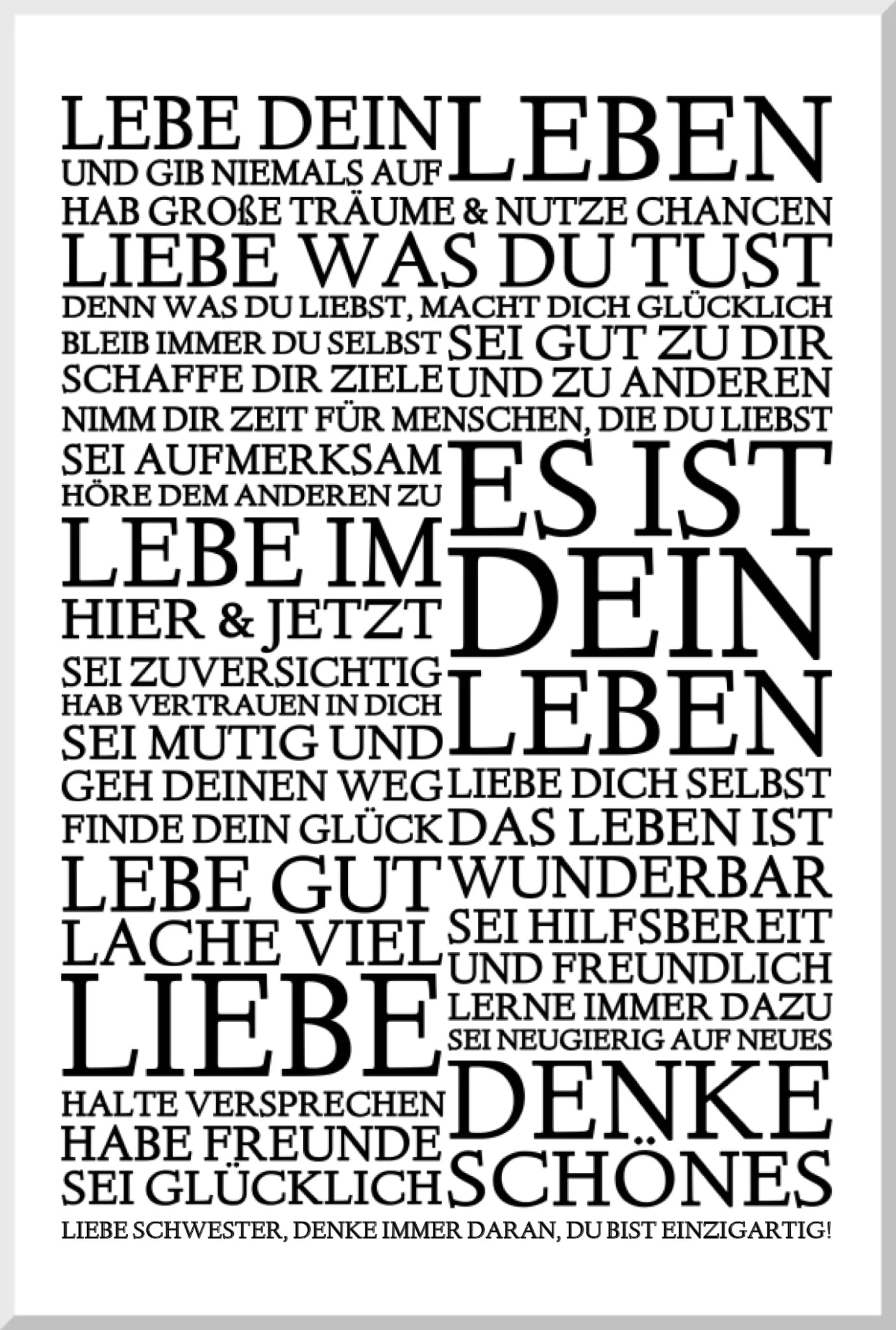 ZEITRAUM-KUNSTDRUCK, LEBE DEIN LEBEN, Sprücheposter mit Personalisierung