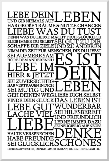 ZEITRAUM-KUNSTDRUCK, LEBE DEIN LEBEN, Sprücheposter mit Personalisierung