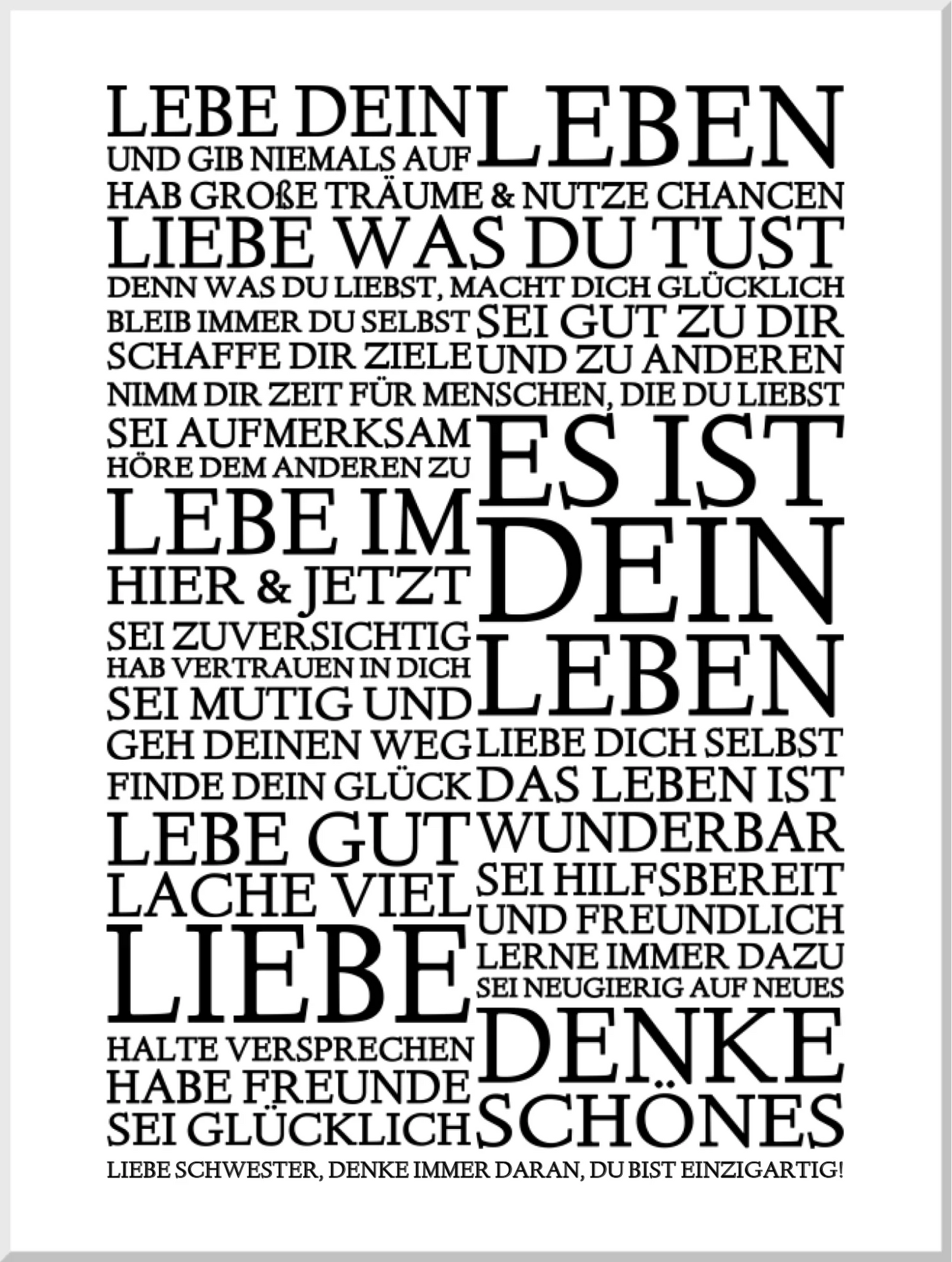 ZEITRAUM-KUNSTDRUCK, LEBE DEIN LEBEN, Sprücheposter mit Personalisierung