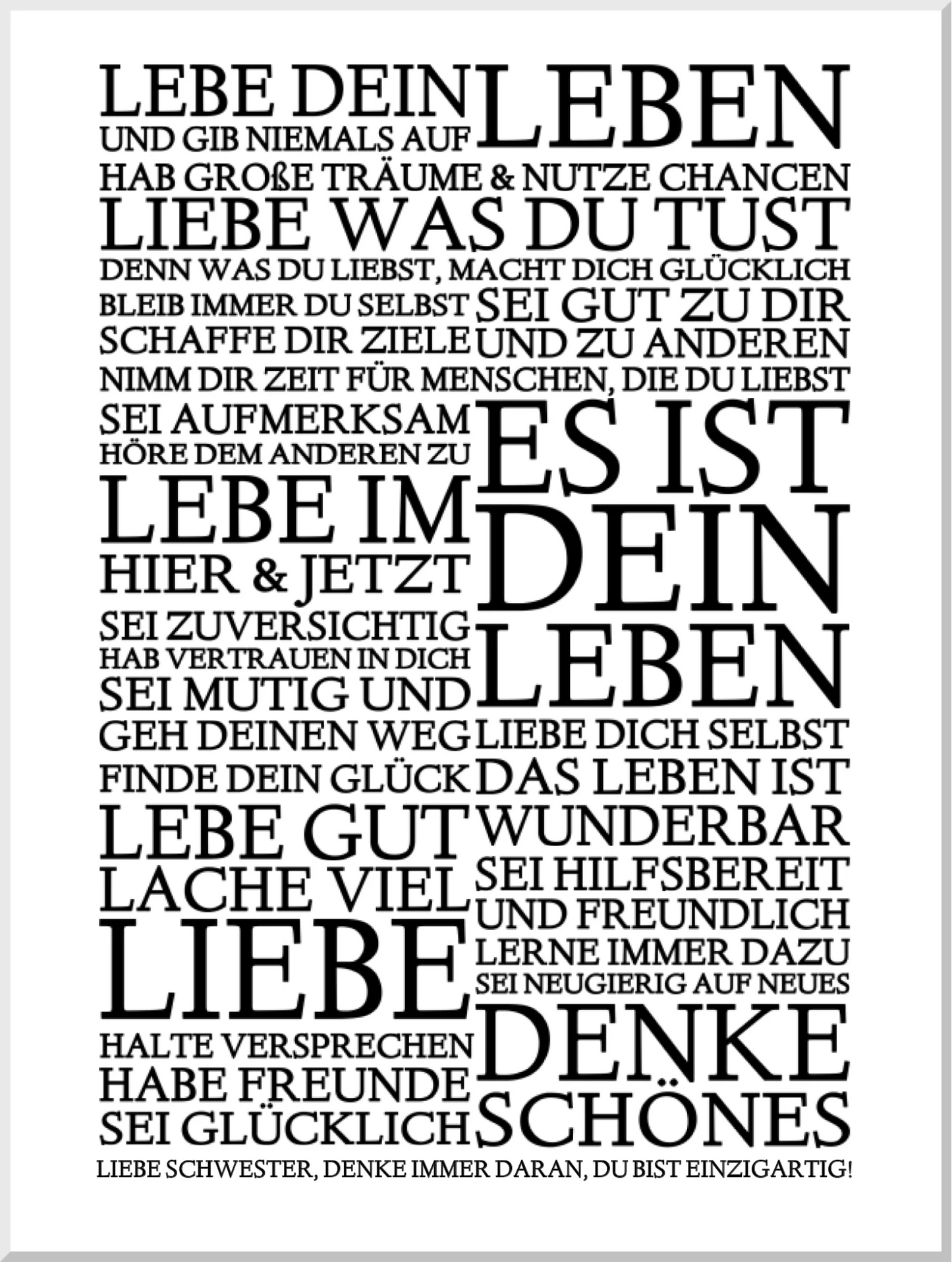Zeitraum-Kunstdruck | "Lebe Dein Leben" Personalisiertes Geschenk | Motivationsposter