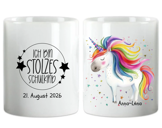 Personalisiertes Tasse Mädchen Einhorn - Geburtstagsgeschenk