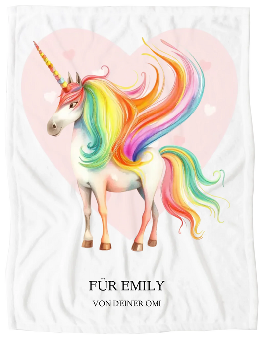 Personalisiertes Kuscheldecke Mädchen Einhorn - Geburtstagsgeschenk Blanket Premium Kuscheldecke 100 x 70 cm 27" x 40"