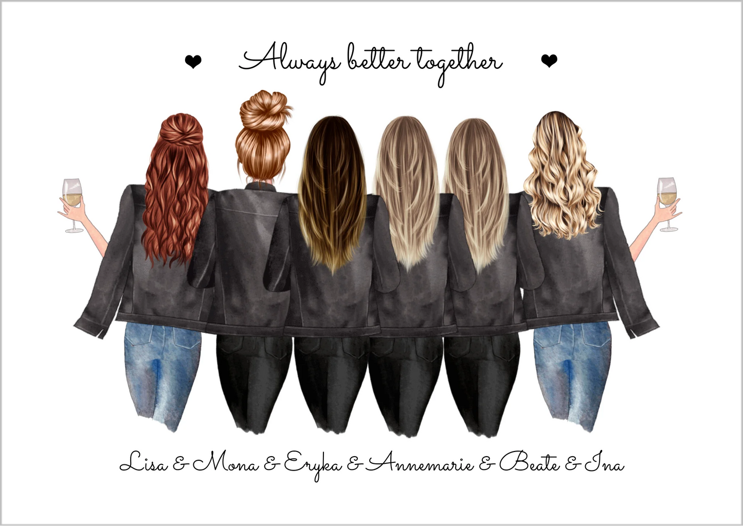 6 beste Freundinnen Poster Geschenk mit Spruch personalisiert - Beste Freundin Bild Geburtstagsgeschenk personalsiert Poster Poster