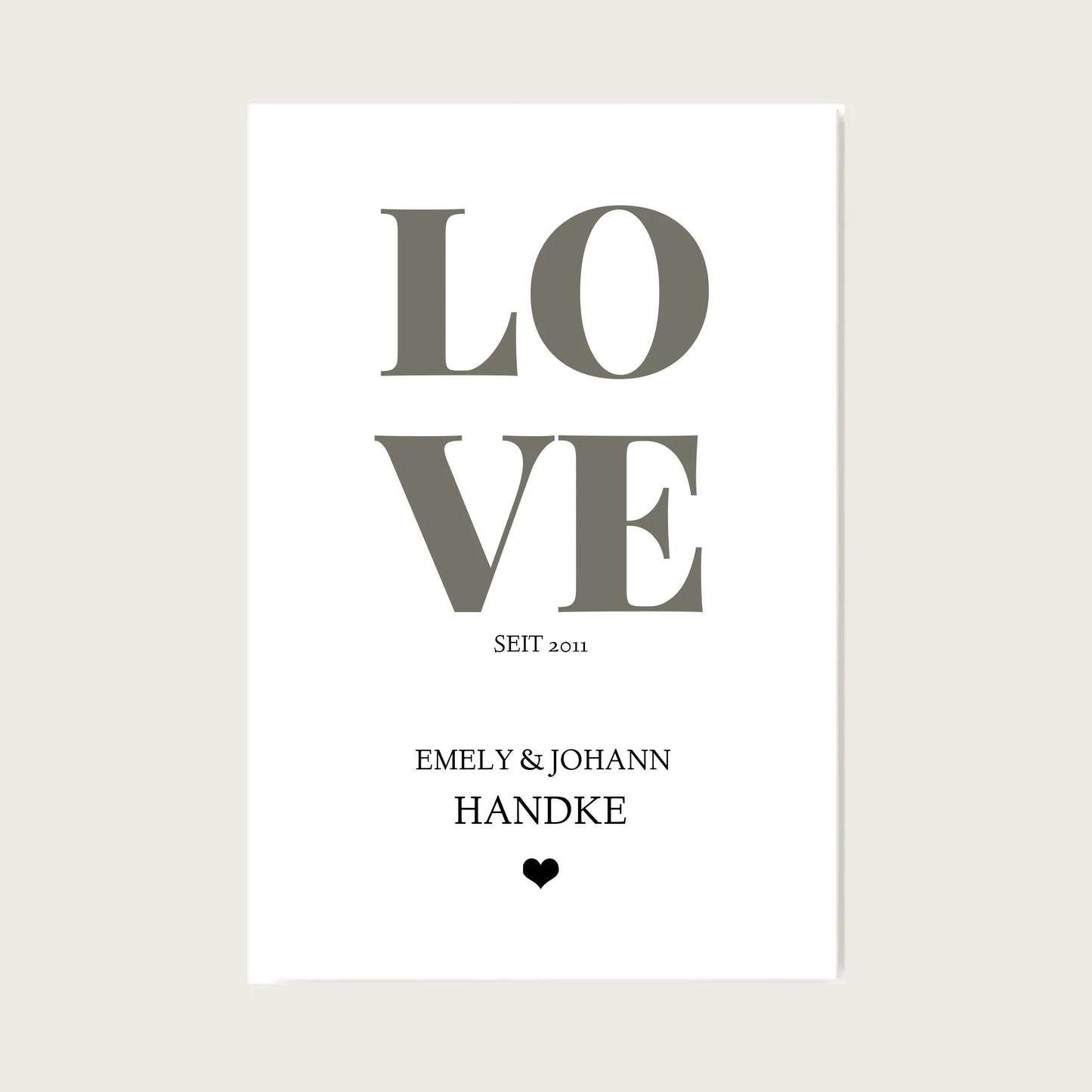LOVE Poster personalisiert mit Name und Datum Leinwanddruck Leinwandbild