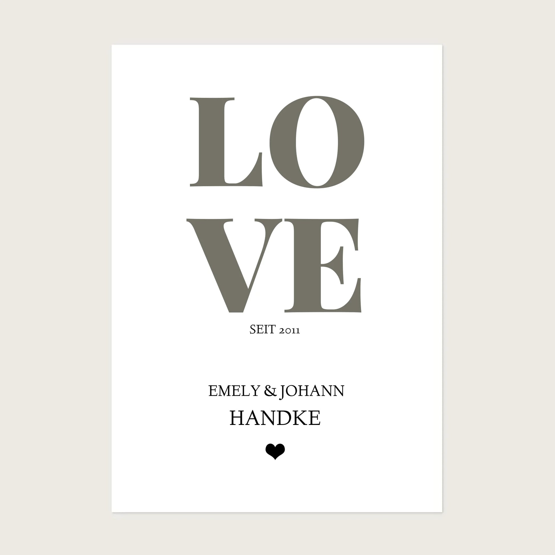 LOVE Poster personalisiert mit Name und Datum Poster Poster