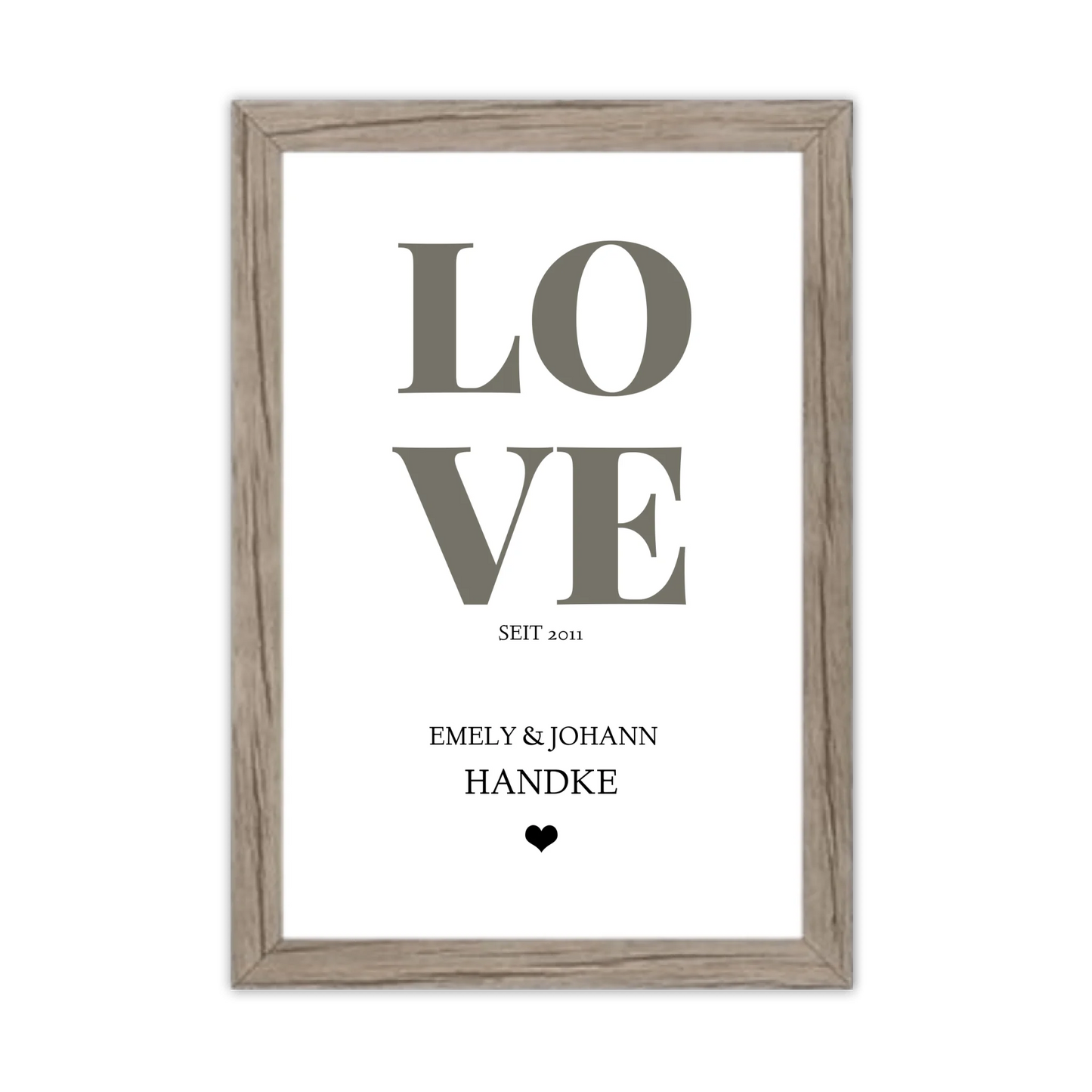 LOVE Poster personalisiert mit Name und Datum Gerahmtes Poster Eichenflair Eichenflair