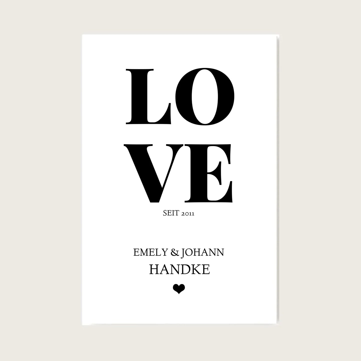 LOVE Poster personalisiert mit Name und Datum Leinwanddruck Leinwandbild