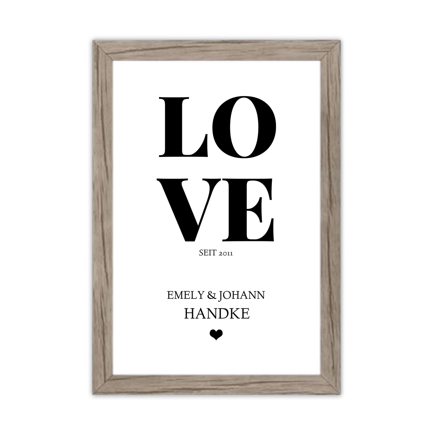LOVE Poster personalisiert mit Name und Datum Gerahmtes Poster Eichenflair Eichenflair