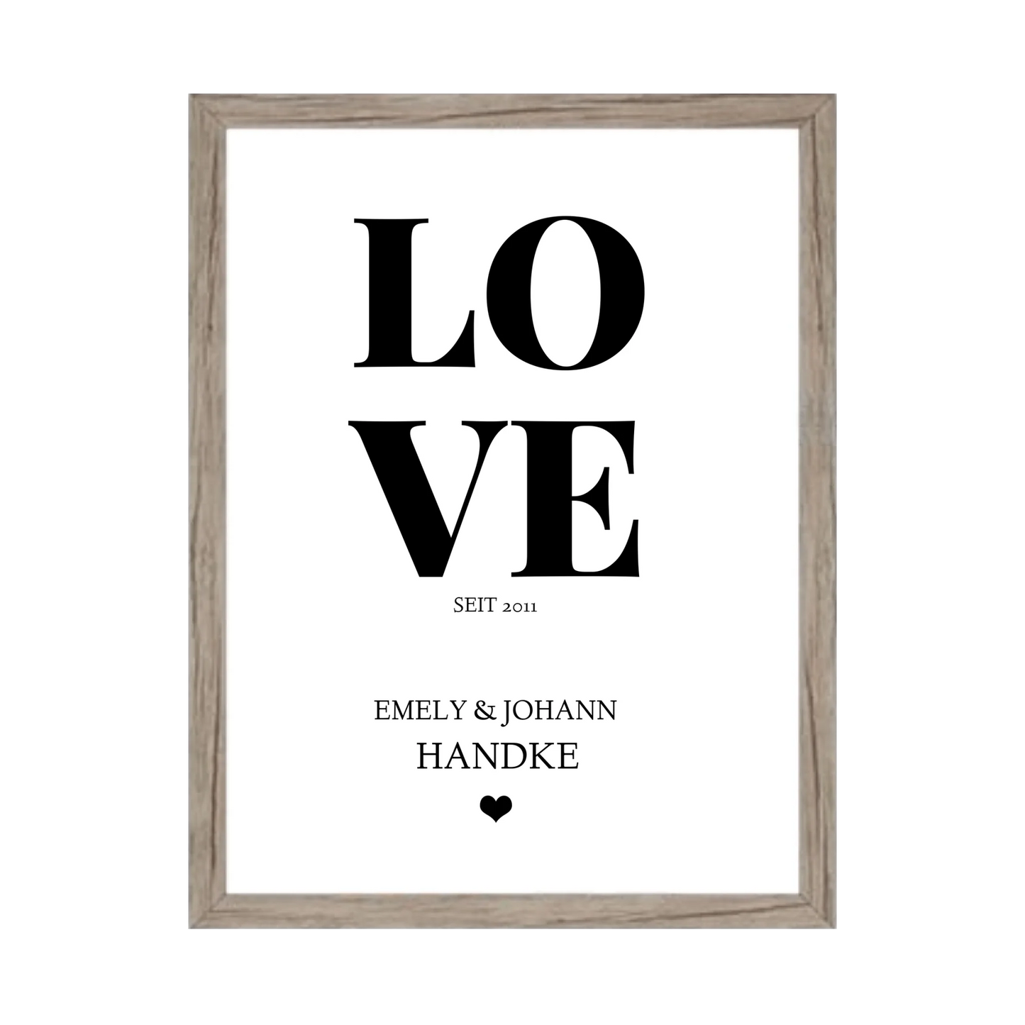 LOVE Poster personalisiert mit Name und Datum Gerahmtes Poster Eichenflair Eichenflair