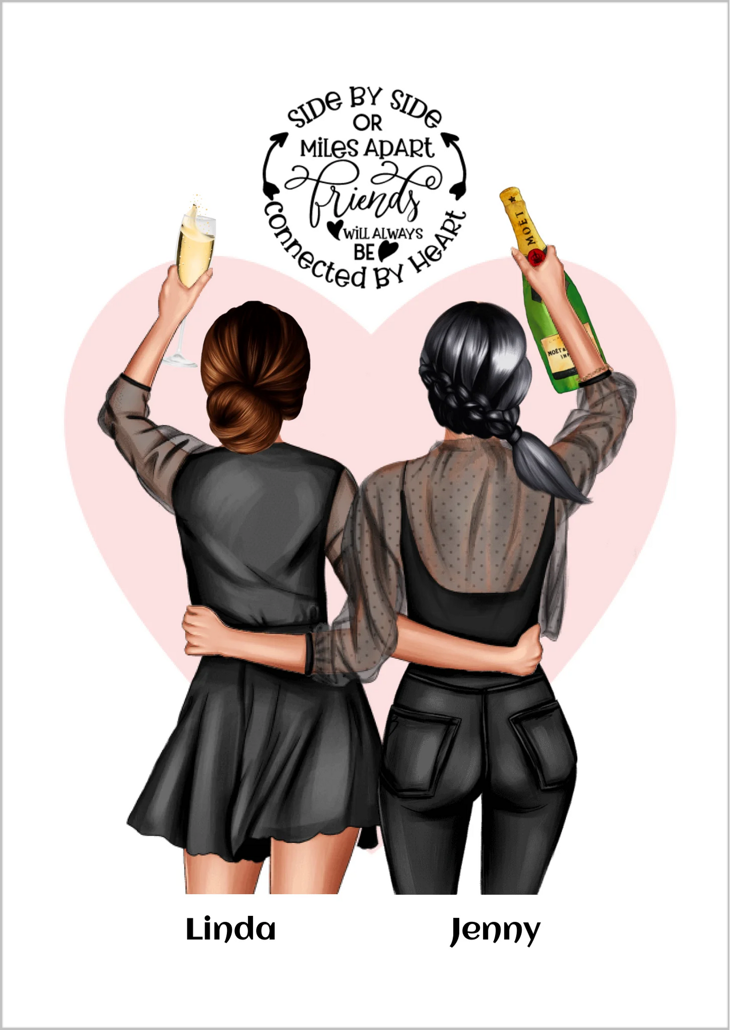 2 beste Freundinnen Geschenk personalisiert - Bild & Poster Geburtstagsgeschenk & Weihnachtsgeschenk Poster Poster