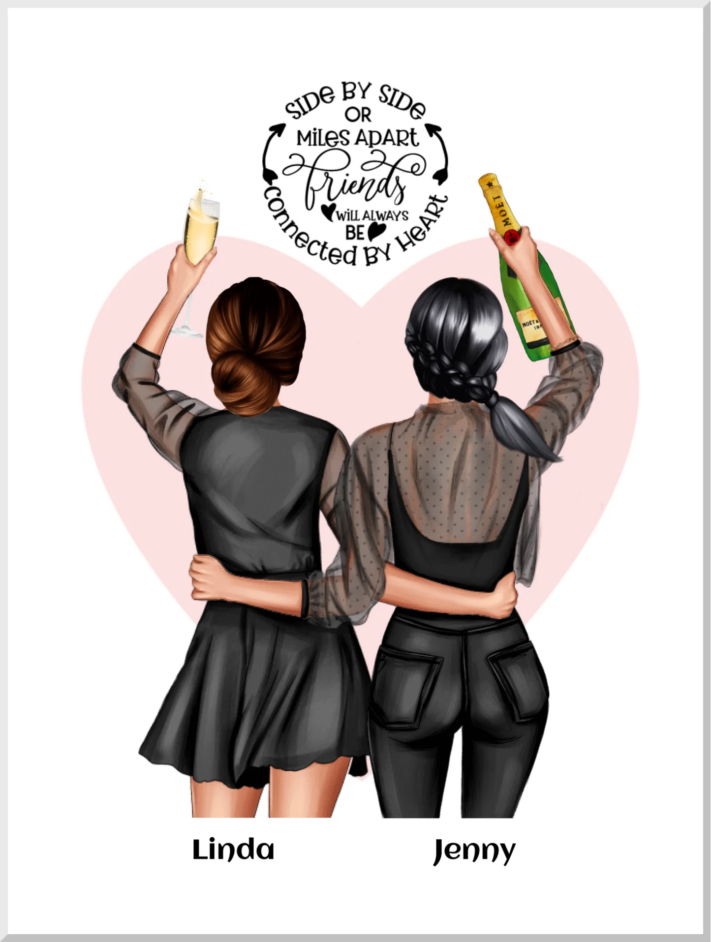 2 beste Freundinnen Geschenk personalisiert - Bild & Poster Geburtstagsgeschenk & Weihnachtsgeschenk Leinwanddruck Leinwandbild