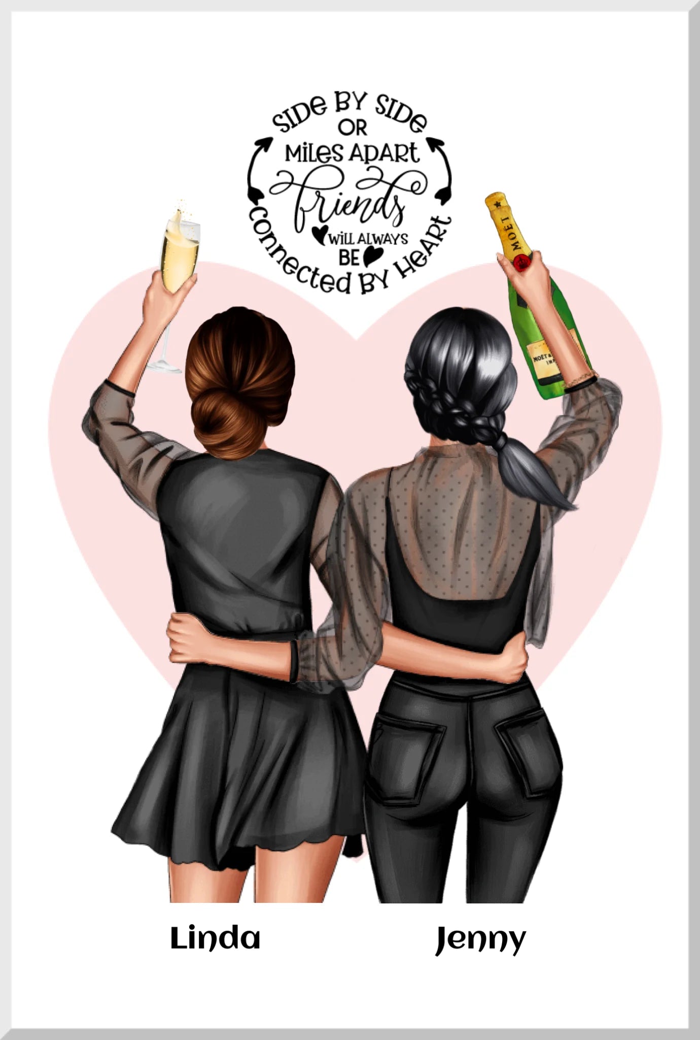 2 beste Freundinnen Geschenk personalisiert - Bild & Poster Geburtstagsgeschenk & Weihnachtsgeschenk Leinwanddruck Leinwandbild