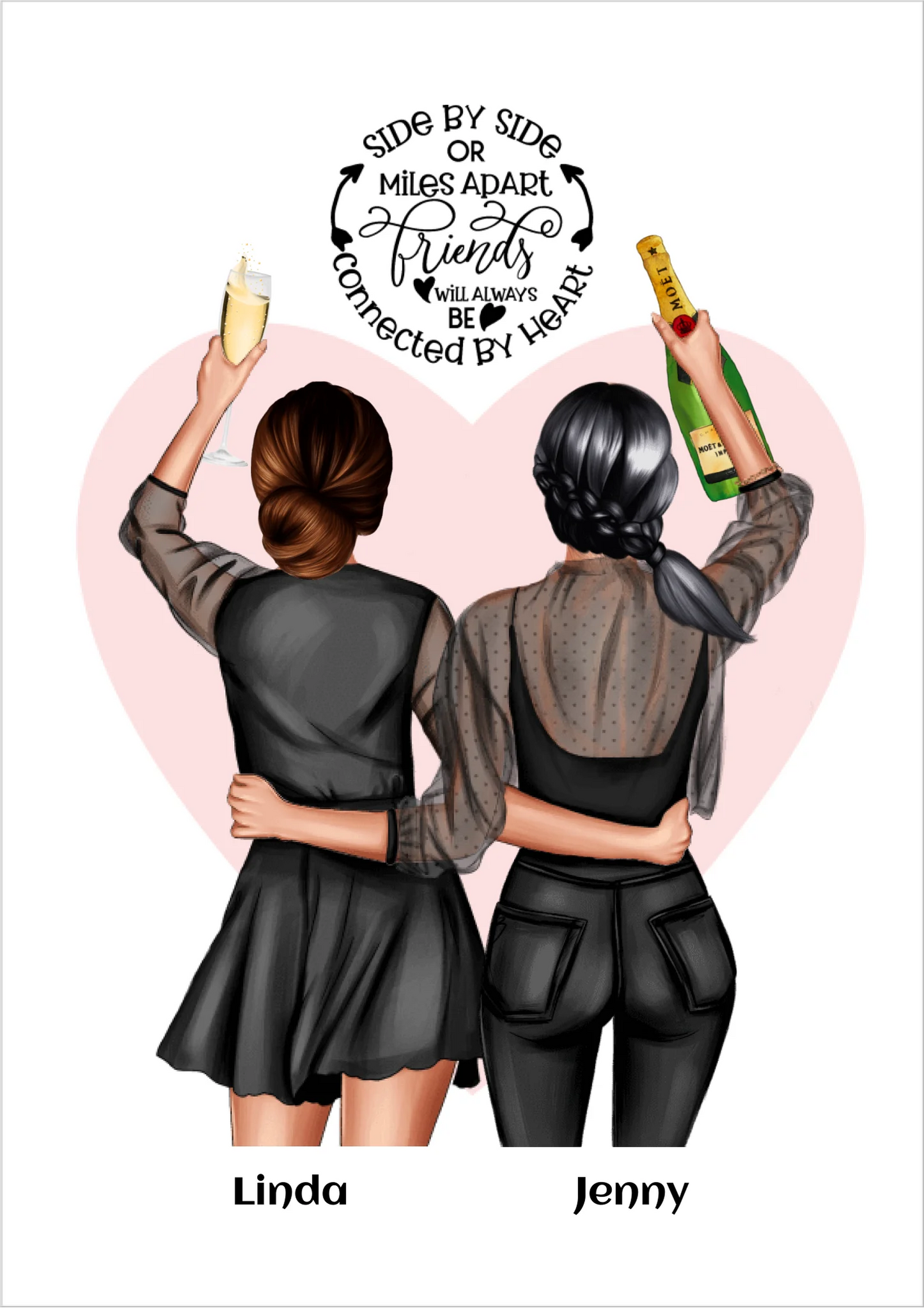 2 beste Freundinnen Geschenk personalisiert - Bild & Poster Geburtstagsgeschenk & Weihnachtsgeschenk !!! Digitale Datei zum Selberdrucken - kein Poster !!! Digitale Datei zum Selberdrucken - kein Poster A4 A3 A2