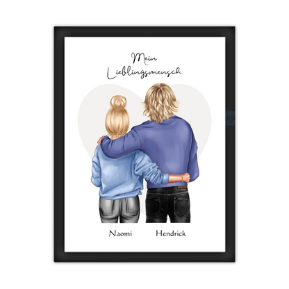 Personalisiertes Geschenk Freundin, Geschenk Freund, Geburtstagsgeschenk, Weihnachtsgeschenk Gerahmtes Poster schwarz Holzflair Schwarz