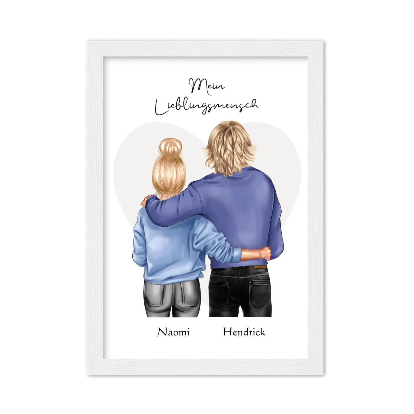 Personalisiertes Geschenk Freundin, Geschenk Freund, Geburtstagsgeschenk, Weihnachtsgeschenk Gerahmtes Poster weiß Holzflair Weiß