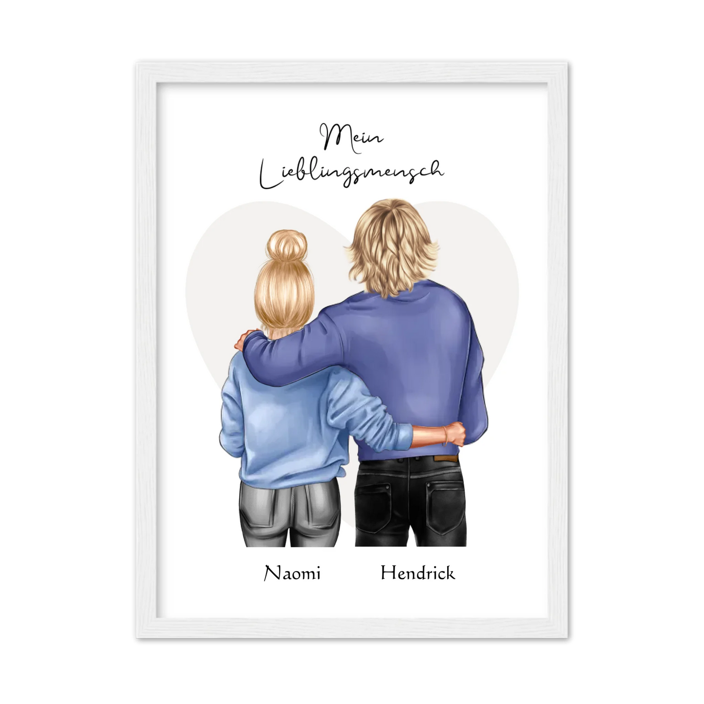 Personalisiertes Geschenk Freundin, Geschenk Freund, Geburtstagsgeschenk, Weihnachtsgeschenk Gerahmtes Poster weiß Holzflair Weiß