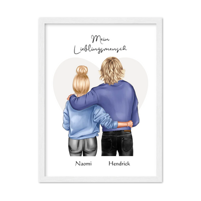 Personalisiertes Geschenk Freundin, Geschenk Freund, Geburtstagsgeschenk, Weihnachtsgeschenk Gerahmtes Poster weiß Holzflair Weiß