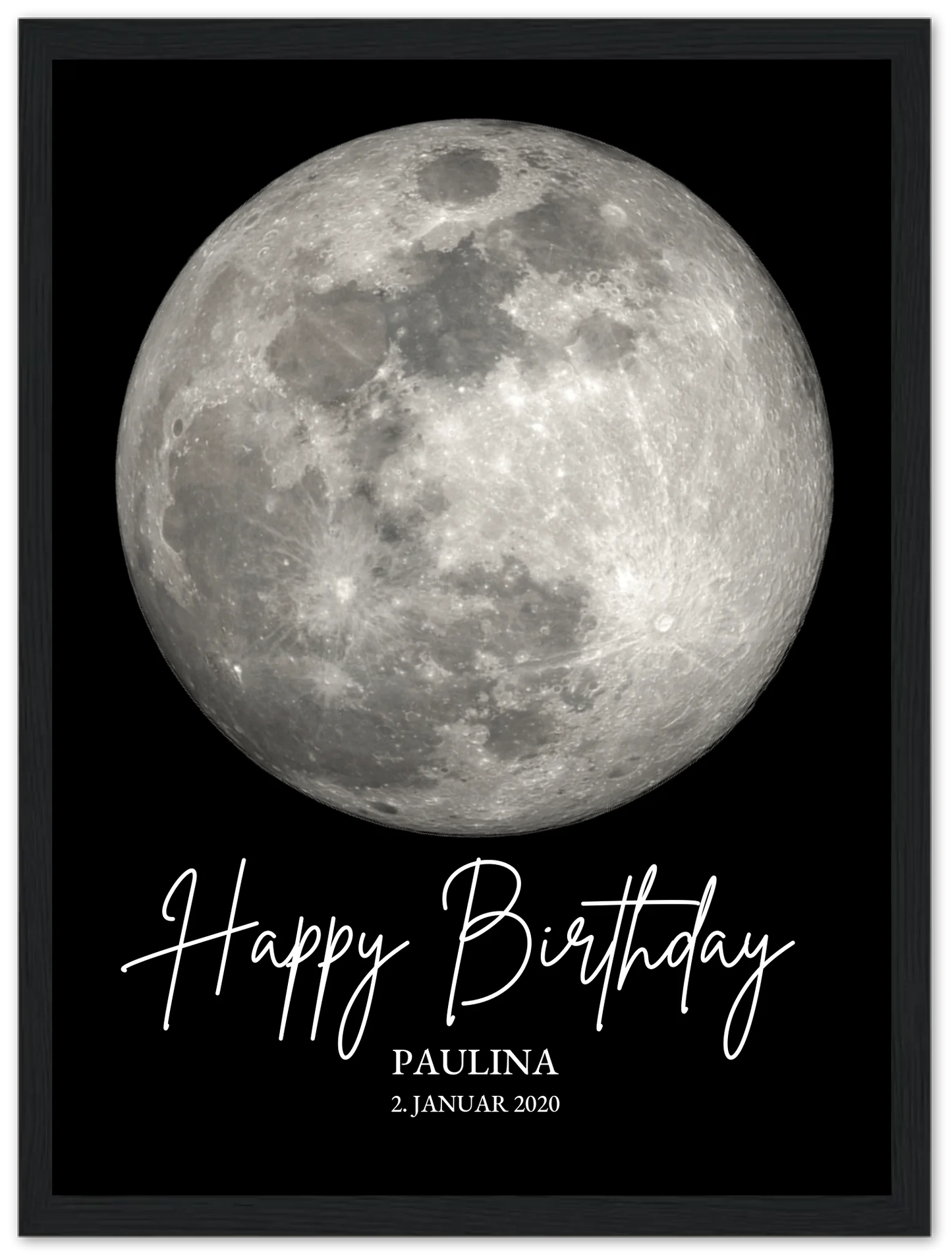 Personalisiertes Geschenk zum Geburtstag Mondphasen-Poster Premium Matte Paper Wooden Framed Poster - Black - Vertical Gerahmtes Poster