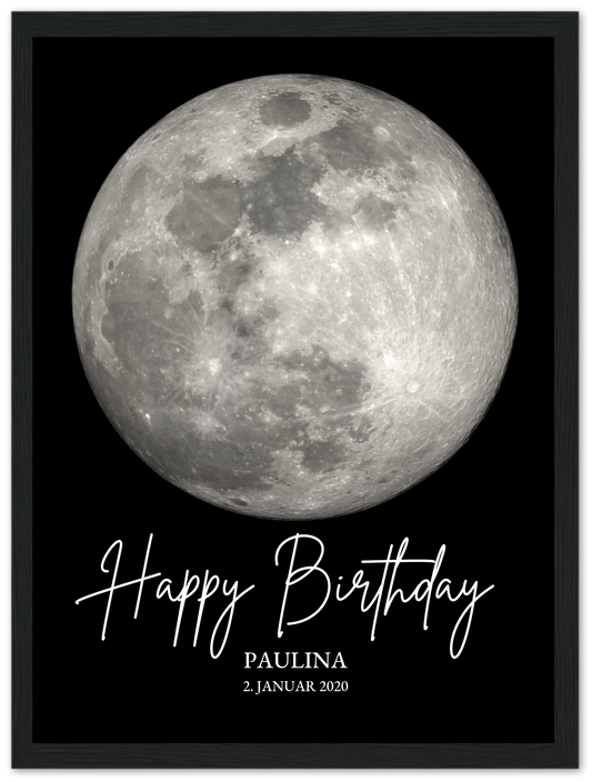 Personalisiertes Geschenk zum Geburtstag Mondphasen-Poster Premium Matte Paper Wooden Framed Poster - Black - Vertical Gerahmtes Poster