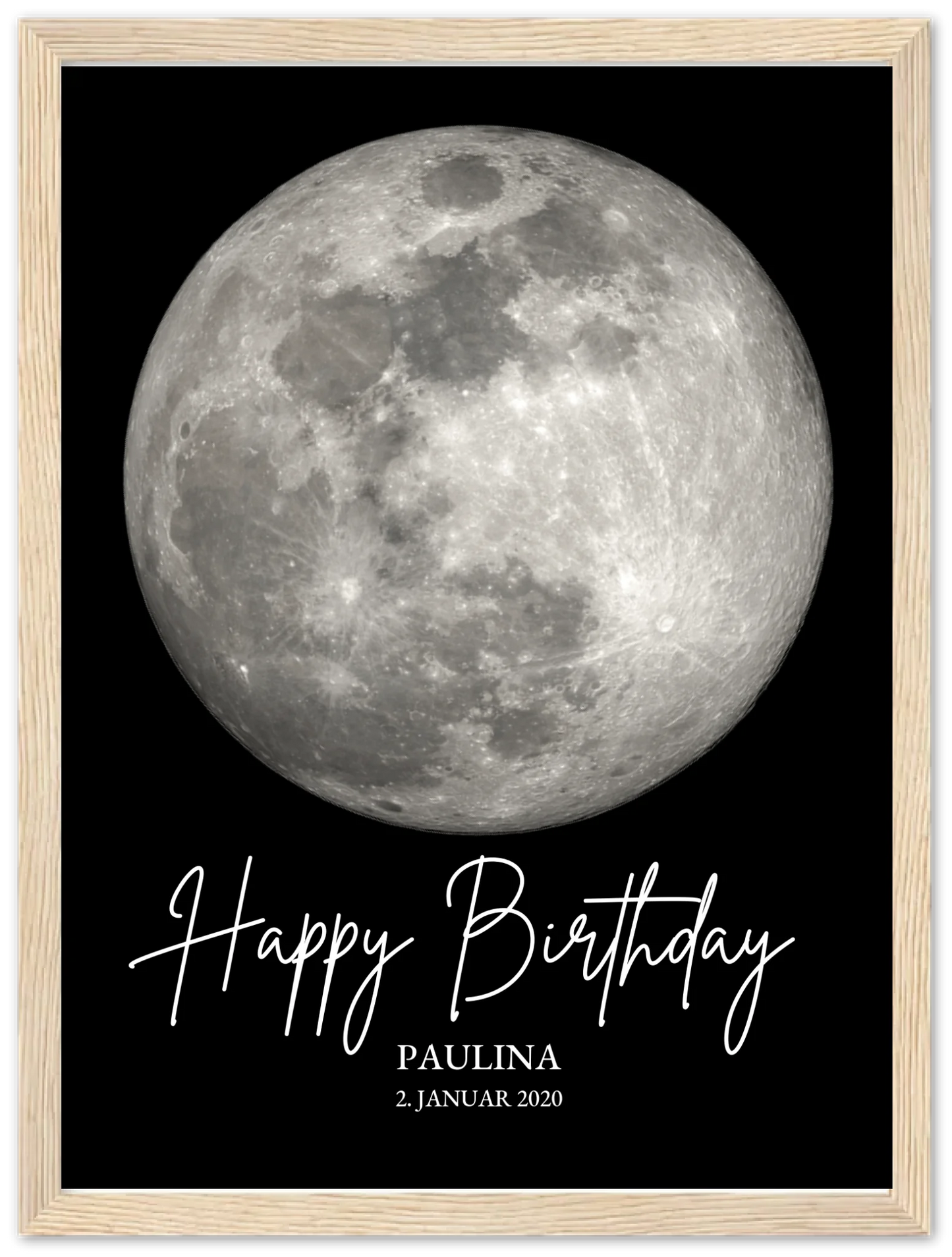 Personalisiertes Geschenk zum Geburtstag Mondphasen-Poster Premium Matte Paper Wooden Framed Poster - Wood - Vertical Gerahmtes Poster