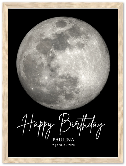Personalisiertes Geschenk zum Geburtstag Mondphasen-Poster Premium Matte Paper Wooden Framed Poster - Wood - Vertical Gerahmtes Poster