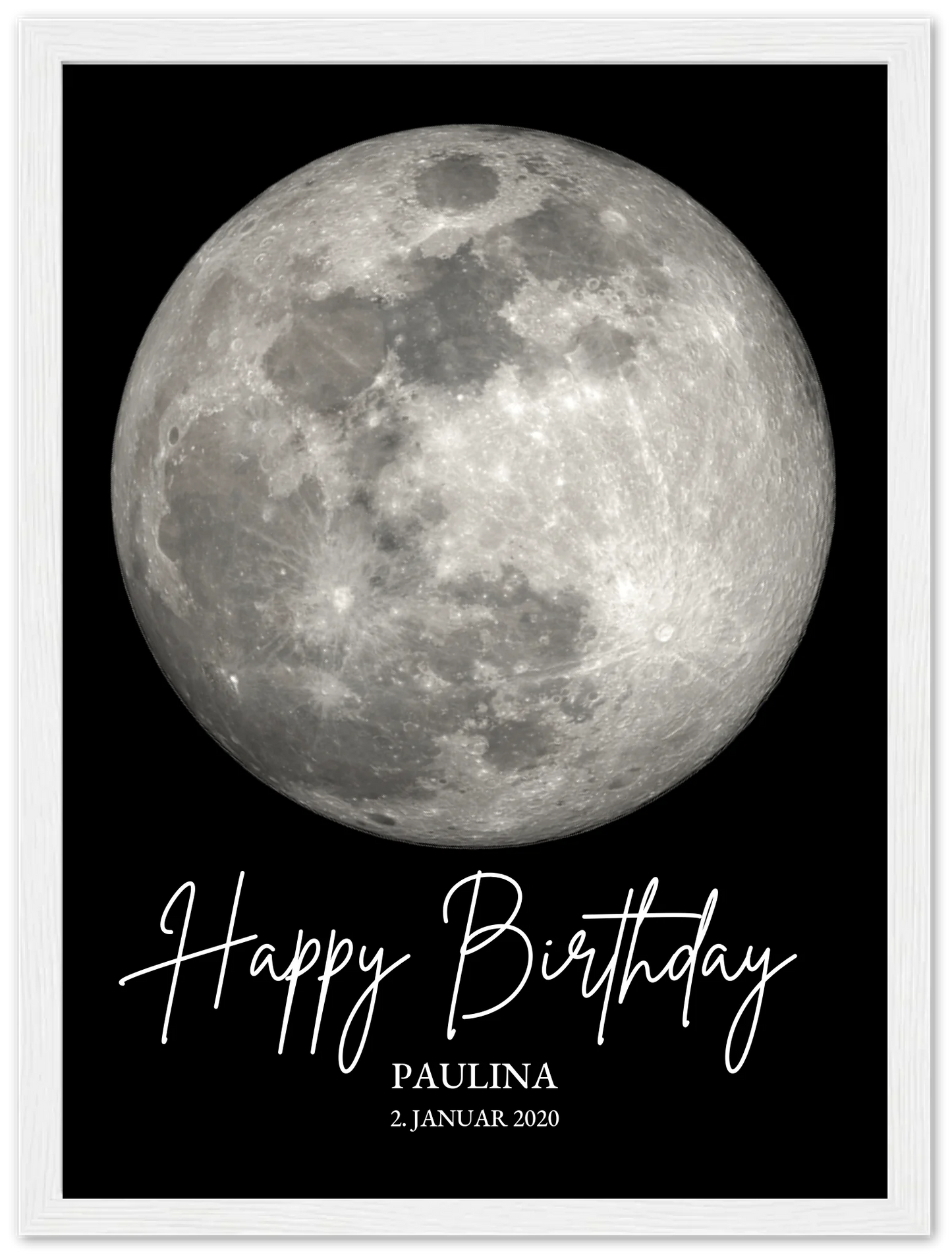 Personalisiertes Geschenk zum Geburtstag Mondphasen-Poster Premium Matte Paper Wooden Framed Poster - White - Vertical Gerahmtes Poster