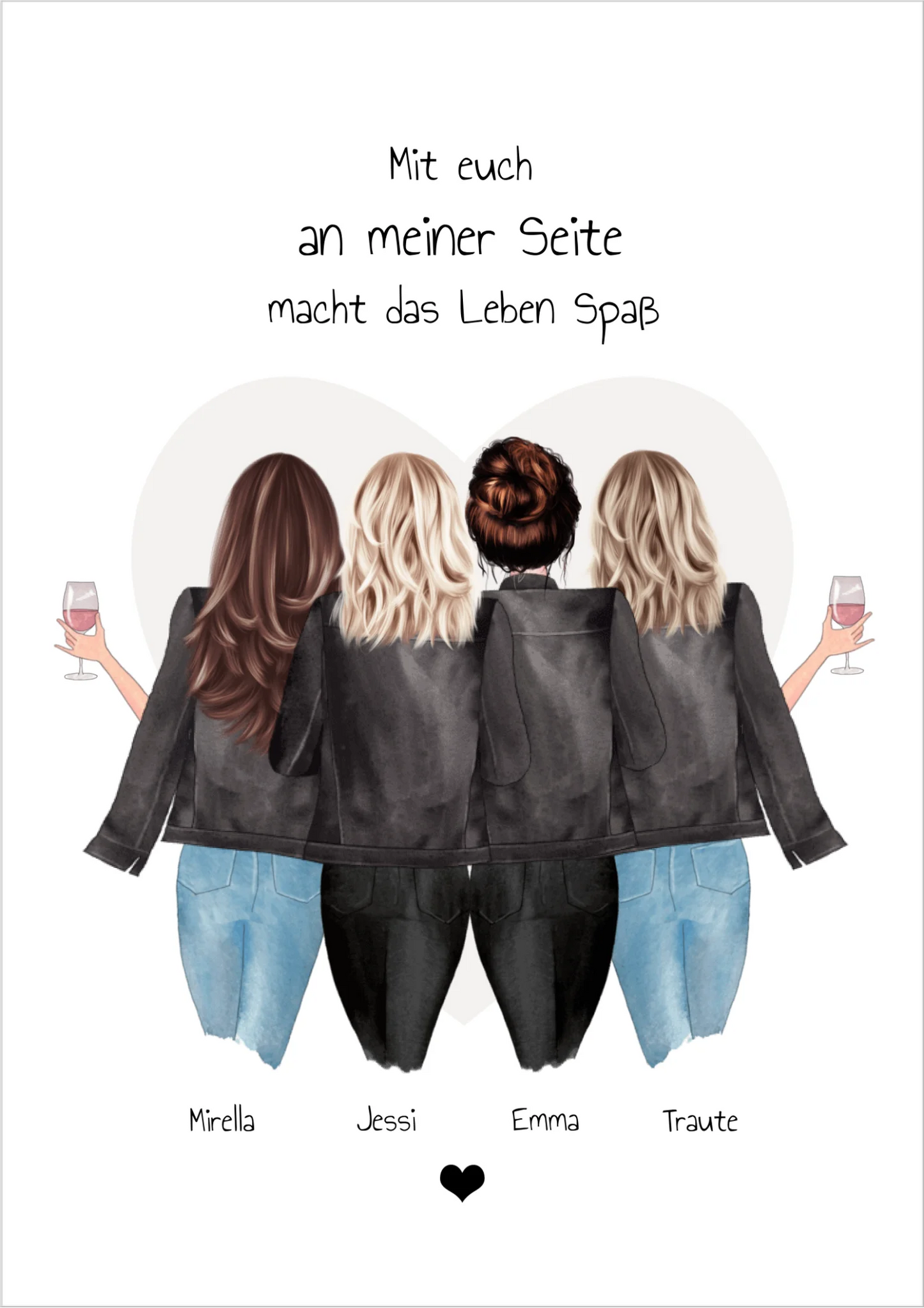 4 beste Freundinnen Poster Geschenk mit Spruch personalisiert - Beste Freundin Bild Geschenk !!! Digitale Datei zum Selberdrucken - kein Poster !!! Digitale Datei zum Selberdrucken - kein Poster A4 A3 A2