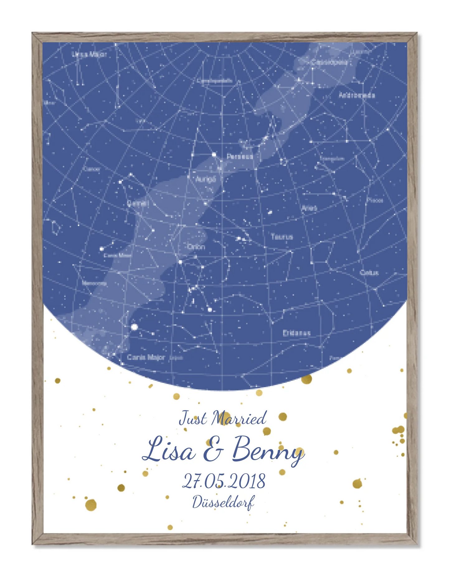 Hochzeitsgeschenk | Personalisierte Sternkarte | Sternenhimmel Poster | Sternkarte Geschenk zur Hochzeit, zur Geburt, zur Taufe | Geschenk Brautpaar Gerahmtes Poster Eichenflair Eichenflair