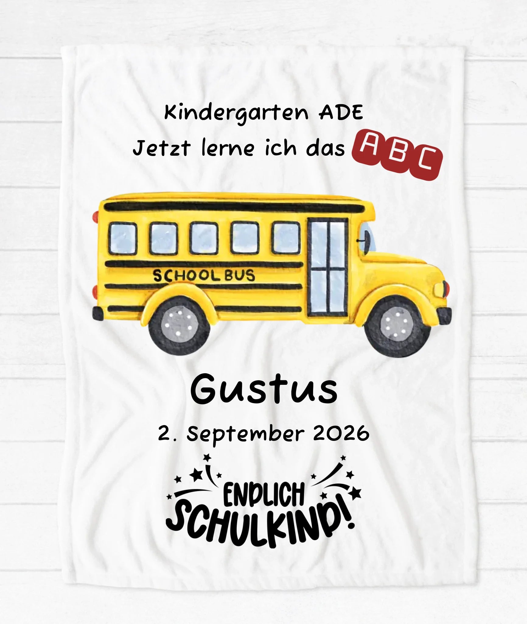 Einschulungsgeschenk oder Geburtstagsgeschenk | Kuschelige Kinderdecke Schulbus | Kinderzimmerdeko Blanket Premium Kuscheldecke