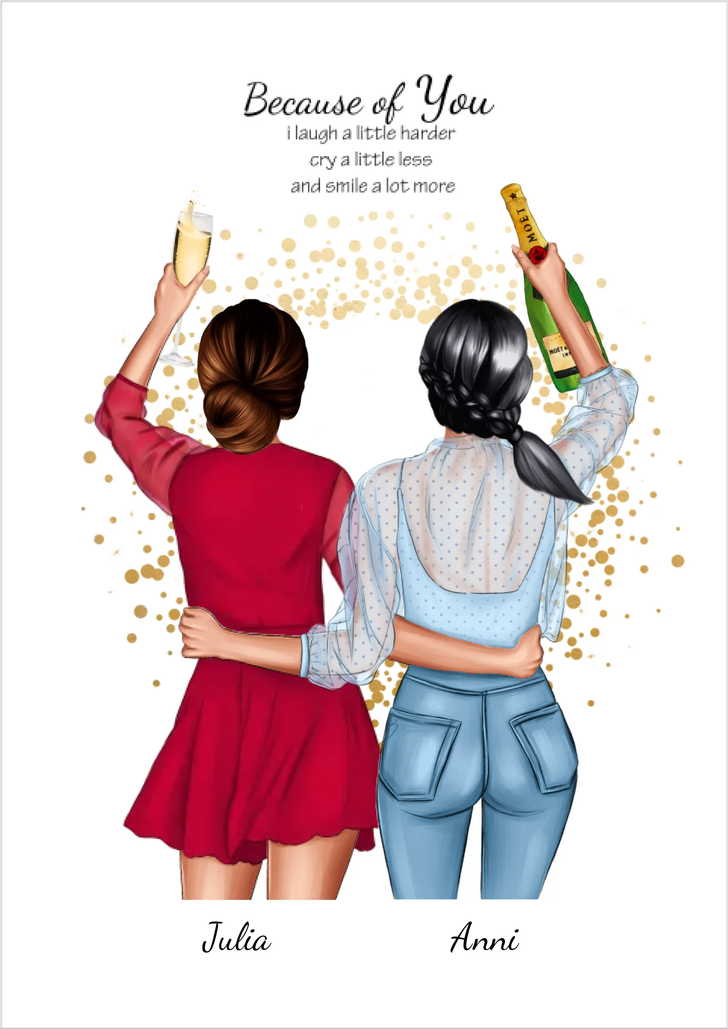 Poster 2 Beste Freundinnen – Personalisiertes BFF Geschenk mit Namen & Spruch Poster Poster